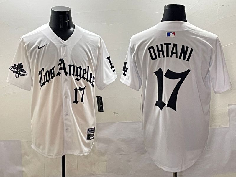 Men 2025 Los Angeles Dodgers #17 Ohtani White Five generations Joint Name Nike MLB Jersey style 5185->los angeles dodgers->MLB Jersey